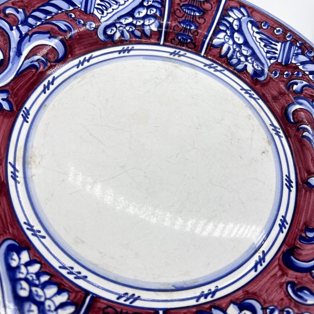 Fratelli Mari Deruta Italy Plates Set of 2 11" Dinner Plates Rubino FLAWED - Picture 4 of 15